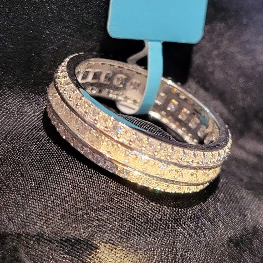 Stunning Three Row Moissanite Eternity Band - Picture 2 of 6